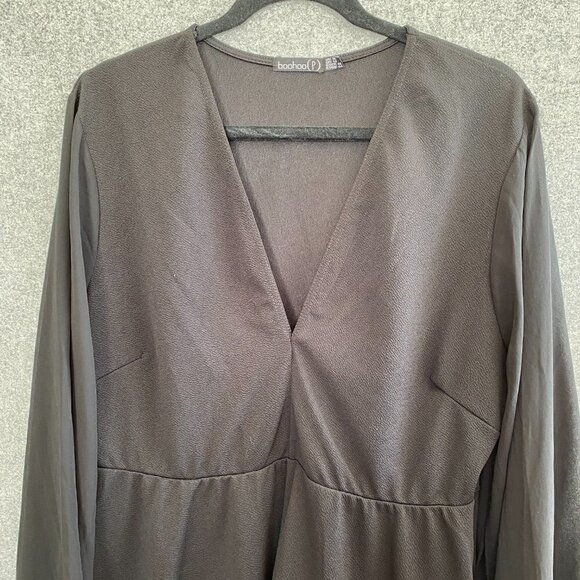 21.  BooHoo Black Sheer Long Sleeve Dress - Picture 2 of 7